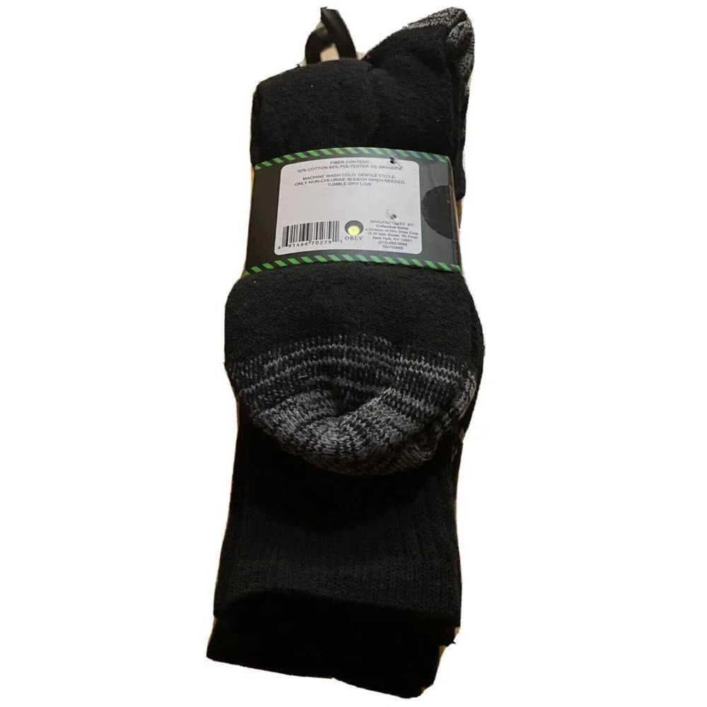 Mens 3 Pack  Black‎ Work Crew Socks Shoe Size 6-12 NEW